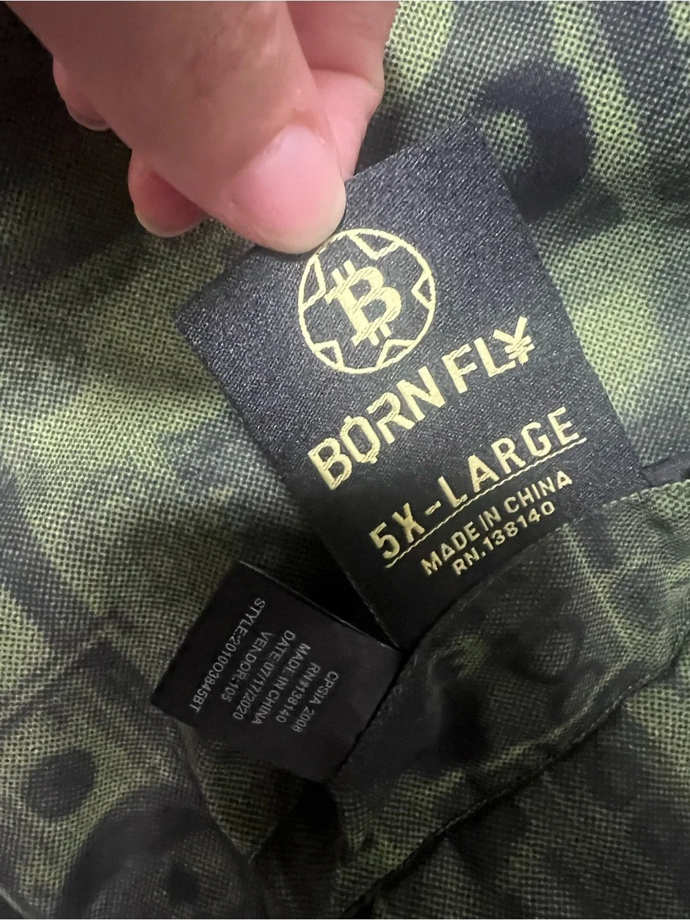 5XL Men’s Green Money-Print Bomber Jacket with Orange Lining